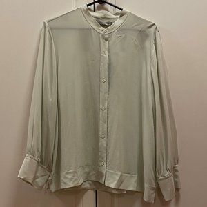 NWT!! Everlane Women's light green long sleeved silk blouse - Size 16